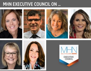 MHN Executive Council featuring headshots of Cook, Claffey, McPeak, Anderson, Gustafson, Pietroforte