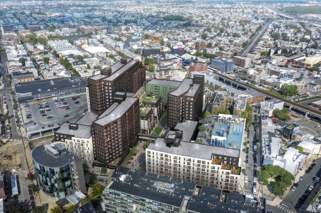 A rendering of the completed Piazza Alta project. Phase 2 will span two buildings totaling 695 units. 