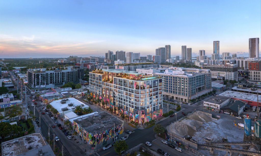 Aerial rendering of The Cloud One project in Miami's Wynwood neighborhood