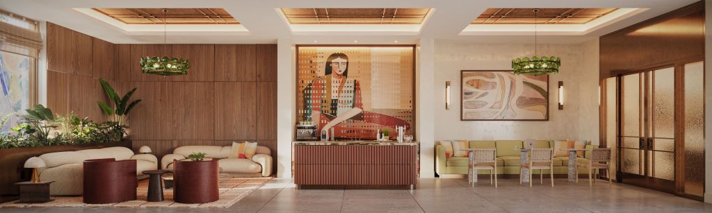 Vibrant art also adorns the lobby of The Cloud One Hotel & Residences Wynwood 