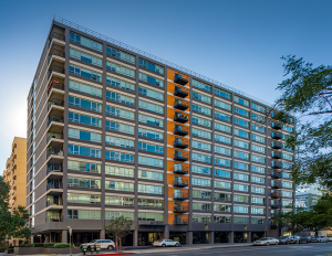Exterior of The View a multifamily community in the Koreatown neighborhood of LA.