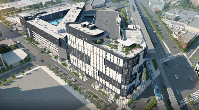 A rendering of VOX I and II, a student housing project located in Miami.