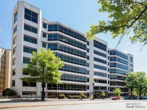 Exterior shot of 2121 Virginia Ave. NW, a 135,000-square-foot office building in Washington, D.C.