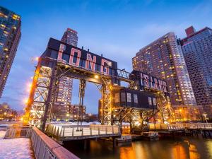 Exterior shot depicting the pier of Long Island City, a neighborhood in Queens, N.Y.