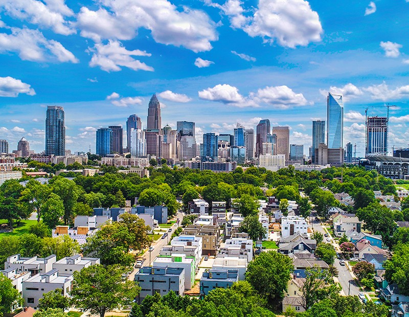 A photo of the Charlotte skyline