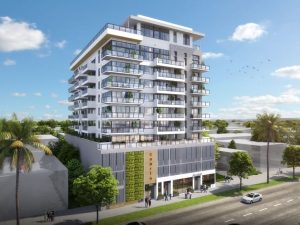 Rendering of Cuarto Apartments, a 74-unit development in San Diego.