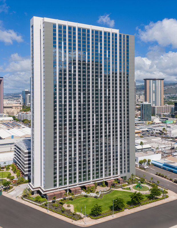 Exterior of Ulana Ward Village in Honolulu