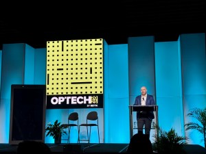 A photo of Kevin Donnelly speaking at OPTECH 2025.