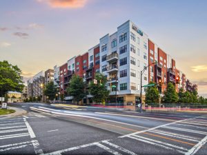 Exterior shot of Loft One35, a 298-unit, four building community in Charlotte, N.C.