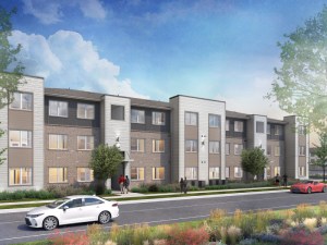 Rendering of one of the buildings in Camp Wisdom, a workforce housing development in Dallas.