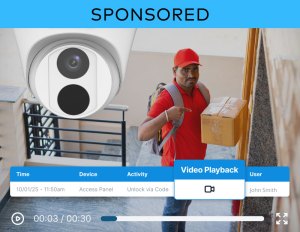 Stock image of a security camera at an apartment community