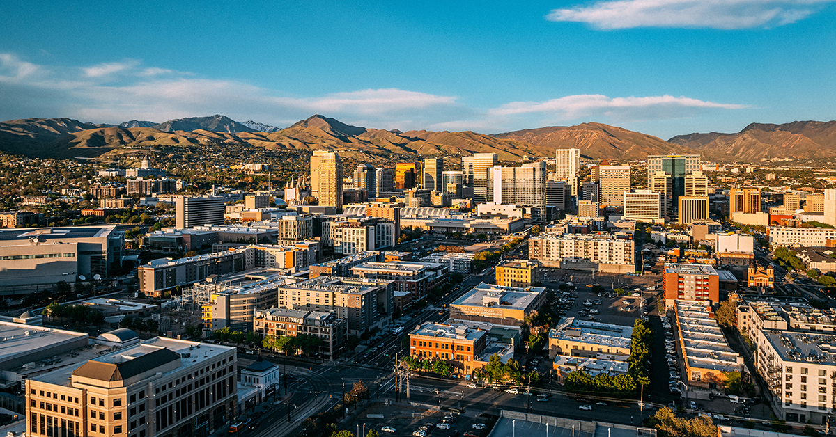 Elevated View of Salt Lake City, Utah, USA in Summer