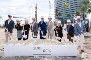 A photo of the groundbreaking on Surf Row Residences in Surfside, Fla.