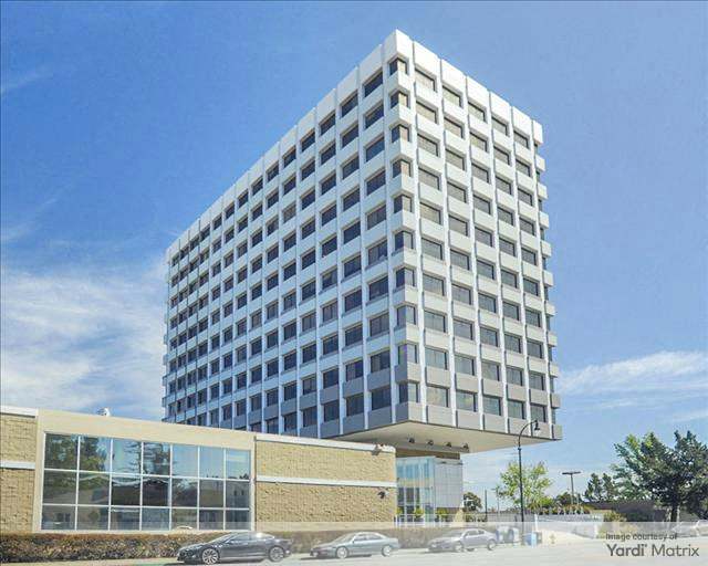 Exterior shot depicting the office building that's slated to transform into a multifamily community in San Mateo, Calif.