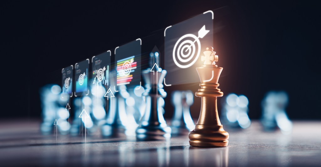 A chess on a wooden floor with success icons symbolizes the strategic planning and execution required to achieve marketing goals, represents the careful consideration and strategic thinking