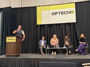 A photo of a panel on tech strategies for small and midsize operators at OPTECH 2025.