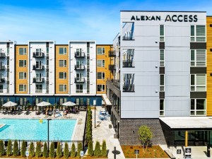Exterior shot of Alexan Access, a community in Lynwood, Wash.