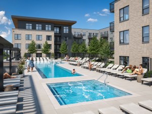 Exterior rendering of Brickyard Apartments, a multifamily project in Castle Rock, Colo.