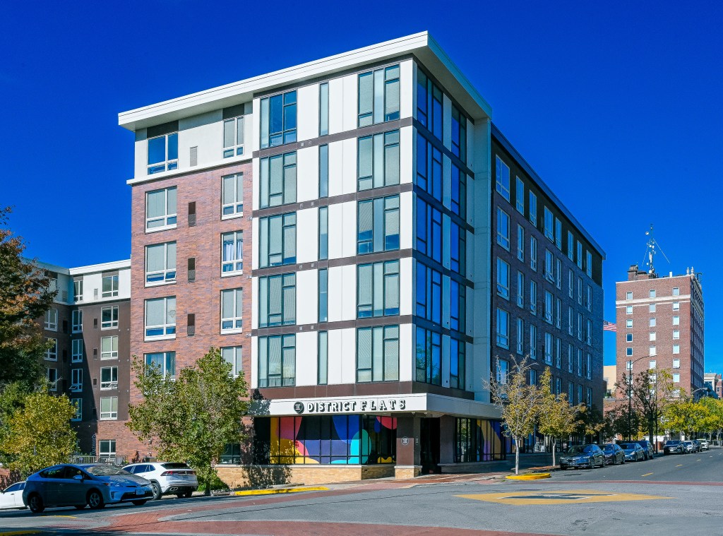 A photo of District Flats, a six-story, 259-bed student housing community in Columbia, Mo., near the University of Missouri. Subtext purchased the property in its first acquisition as it expands its focus from development only.