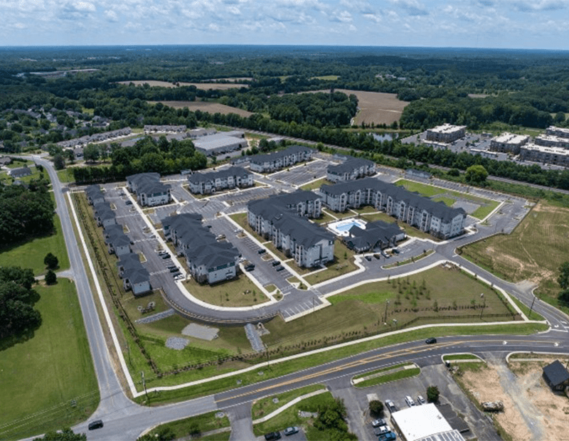 Aerial shot of Exchange at Indian Trail in Indian Trail, N.C.