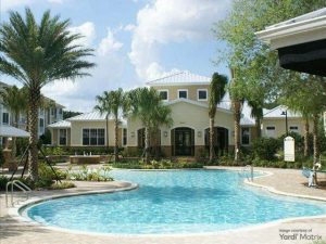 Pool-side shot of Luxe at 1820, a 300-unit community in Brandon, Fla.