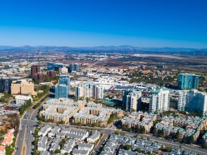 Aerial of the University City district in San Diego, California.