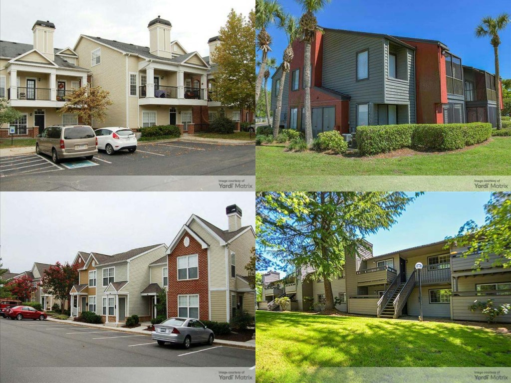 A collage of four images depicting the communities LaSalle and UDR closed their latest 0 million deal on.