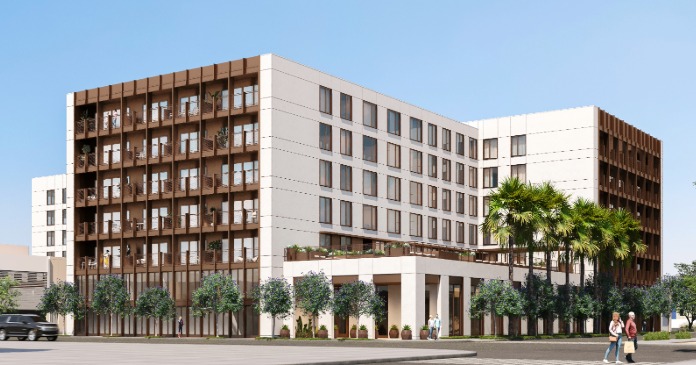 A rendering of The Presley, an  million, 236-unit, seven-story multifamily property to be build in the Las Vegas Medical District by CEDARst Cos. It will be the first residential development in the Medical District.