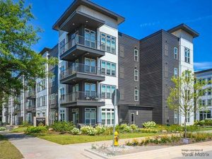 Exterior shot of 1001 Tyvola, a 297-unit community in Charlotte, N.C.