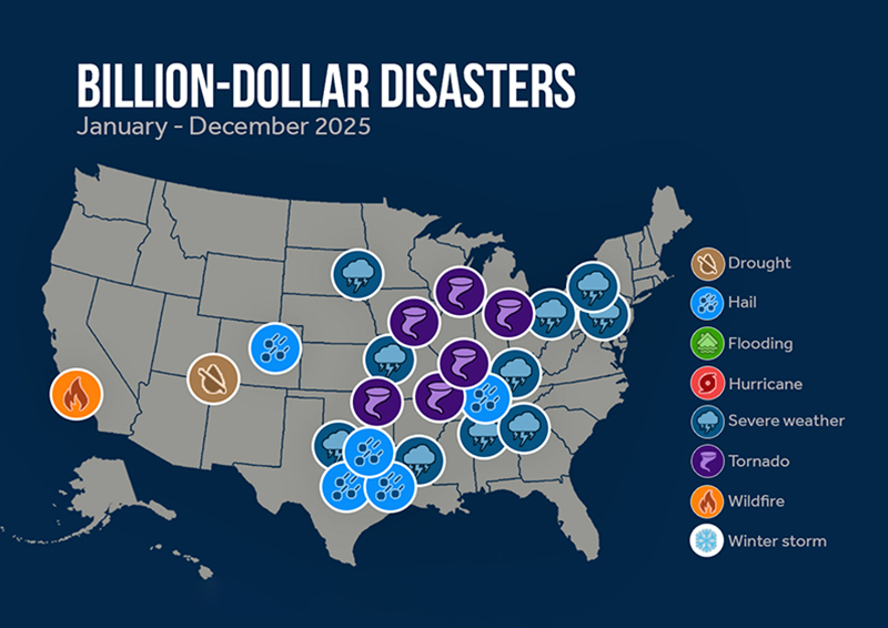 Map of billion dollar weather events