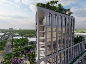 Rendering of Ponce Park, a condo project under construction in Coral Gables, Fla.
