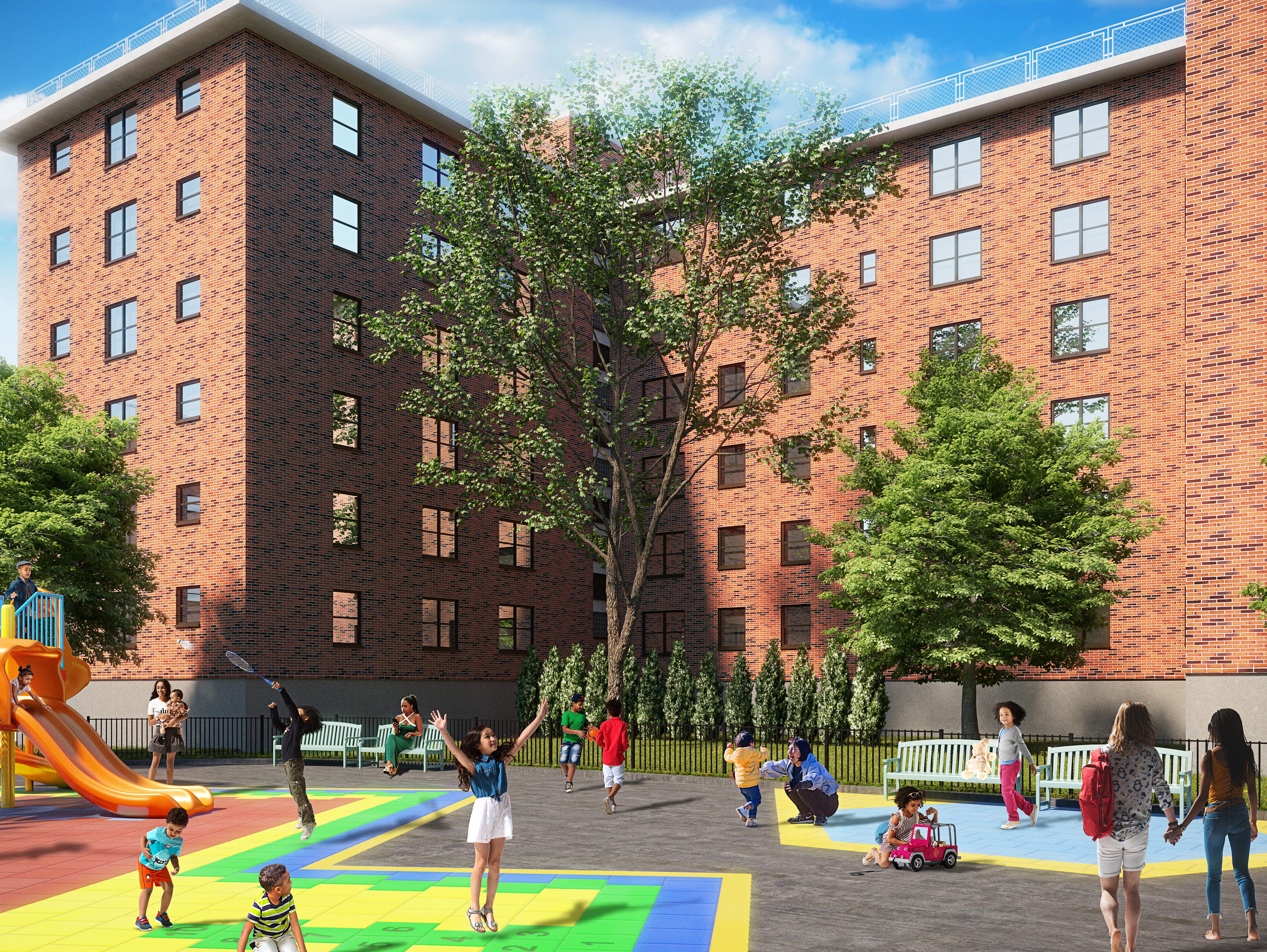 Exterior rendering of Boulevard Houses, courtesy of People Restoring Communities