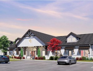 A rendering of the clubhouse at Spectrum Indian Trail, a 320-unit apartment community in suburban Charlotte developed by Heitman and Spectrum Cos.