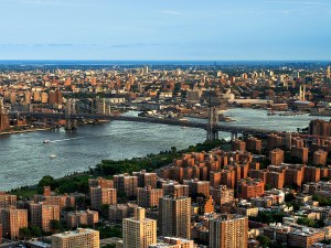 Drone fine art photograph, Manhattan Bridge, East Village