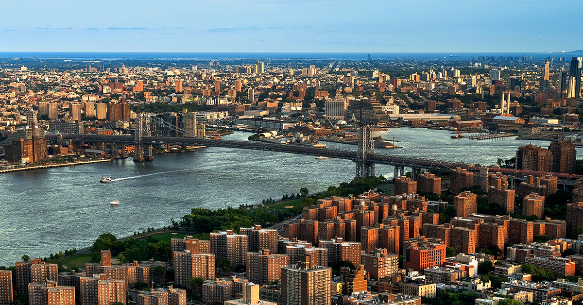 Drone fine art photograph, Manhattan Bridge, East Village