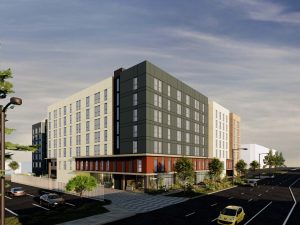 Exterior rendering of De Soto, a 207-unit affordable housing project in Los Angeles.