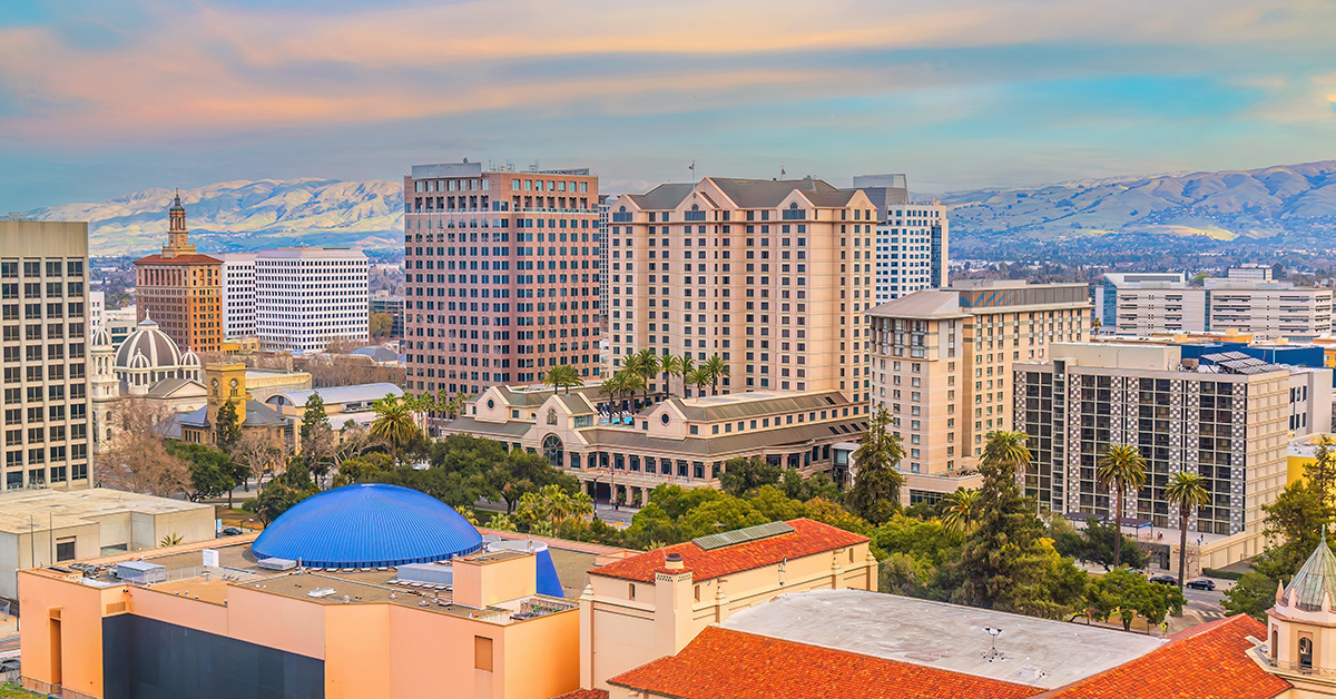 Downtown San Jose city skyline, cityscape of  Silicon Valley in California, USA