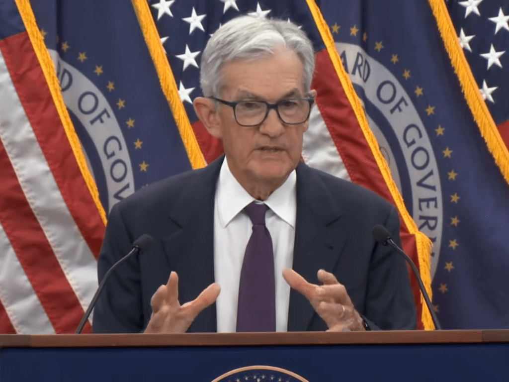 A photo of Federal Reserve Chair Jerome Powell speaks at the January 28th press conference following the announcemen