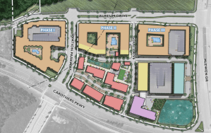 A drawing of a site plan for Embrey's multifamily projects within the Aureum mixed-use, master-planned community in Franklin, Tenn., near Nashville.