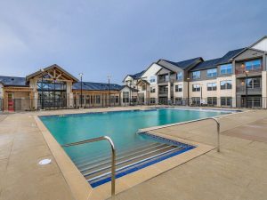 A photo of the Preserve at Mustang Creek, a 252-unit affordable housing community in Red Rock, Texas, an Austin suburb.