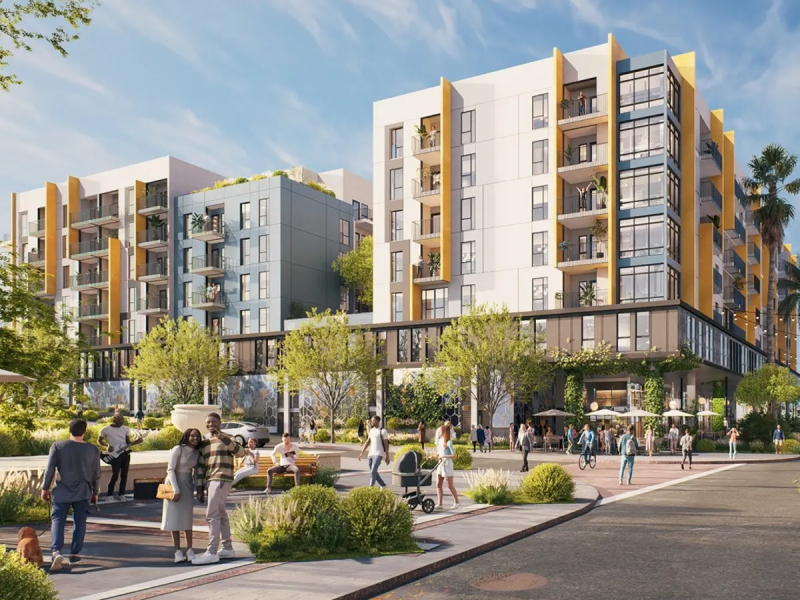 Rendering of Jules San Pedro, a multifamily property developed by Haseko and Trammell Crow Co. in metro Los Angeles.