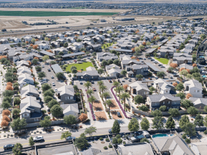 Aerial rendering of Saddleback Village, a build-to-rent project in Phoenix, Ariz.