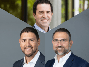 Headshots of Aaron Greeno (bottom left), Kev Zorian (bottom right), and Jason Amoroso (top).