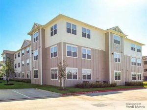 Exterior shot of Allora Bear Creek, a community in Houston.
