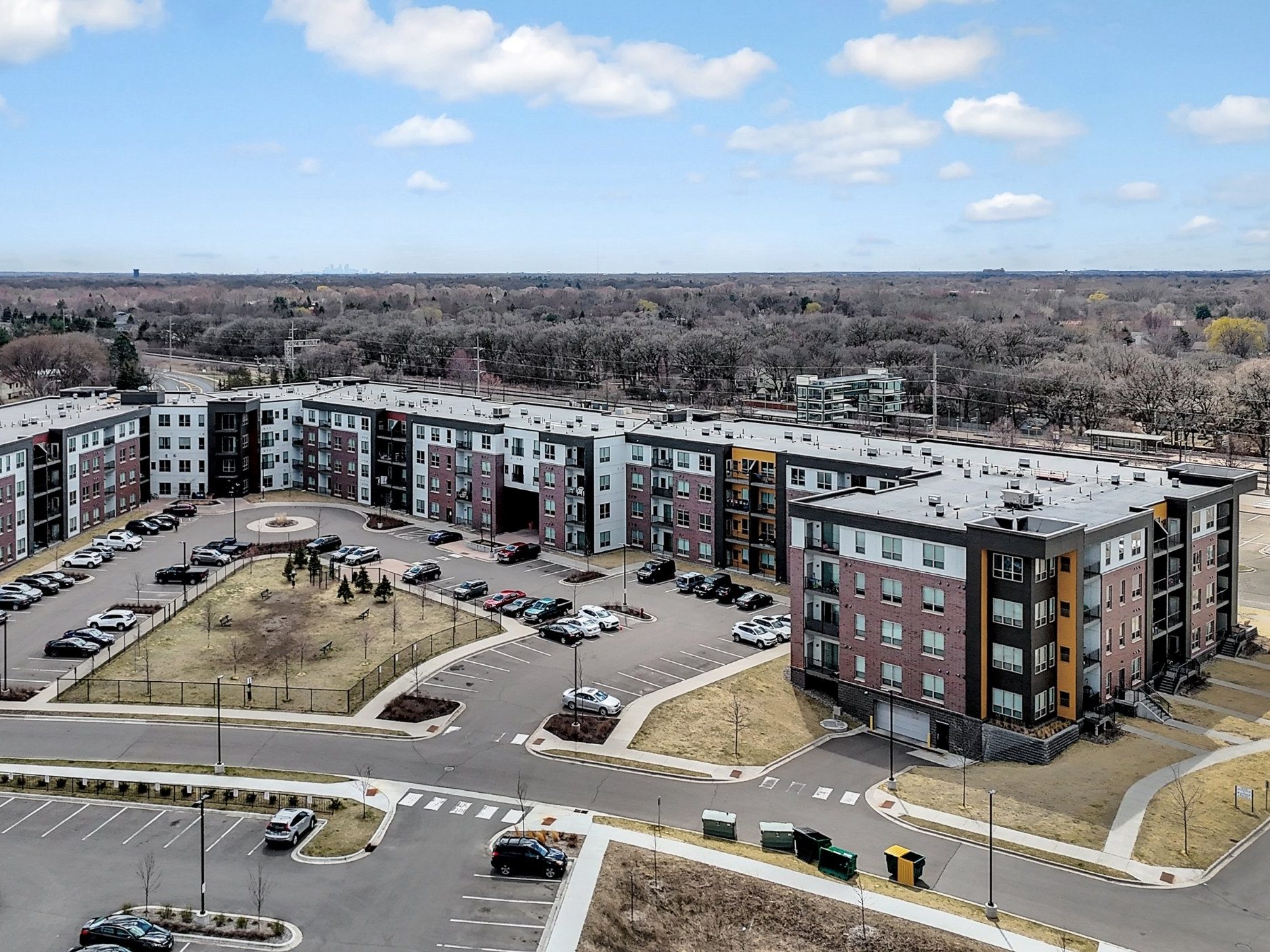 Outside shot of Lyra at Riverdale Station, a 180-unit luxury community and part of a dual-asset master development plan in Coon Rapids, Minn.