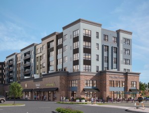 Exterior shot of The Crossings at Brick Church Station, a mixed-use development in East Orange, N.J.