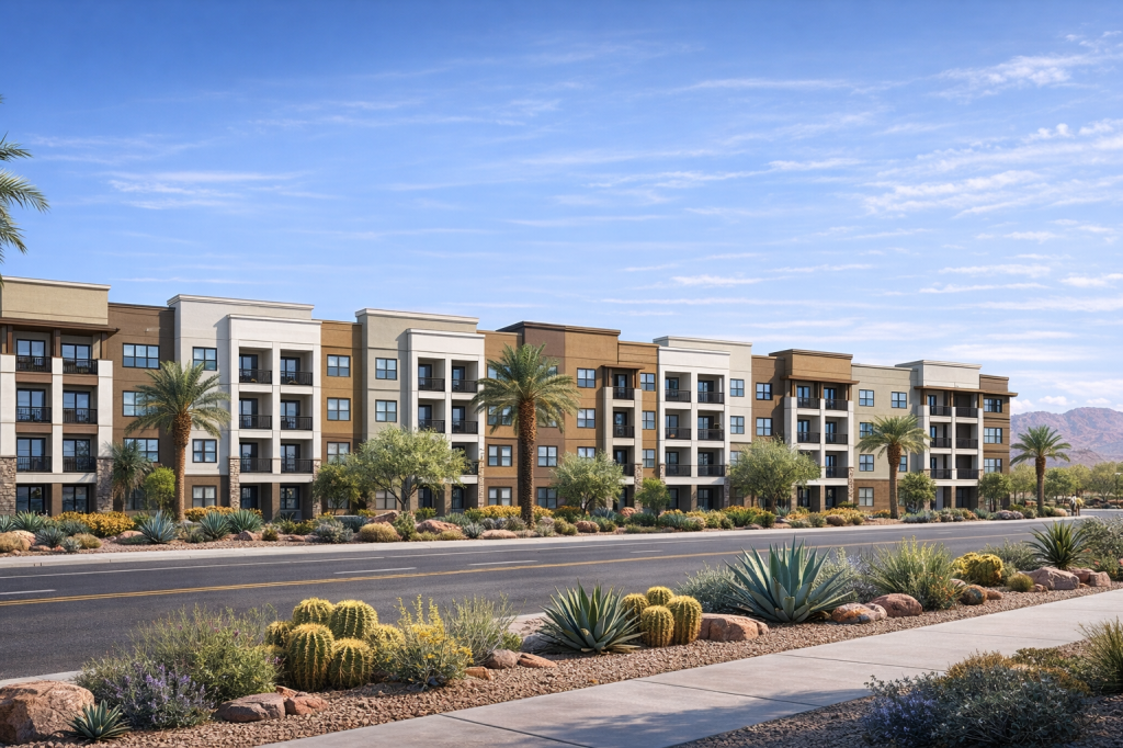 A rendering of Vivir at Ballpark Village in Goodyear, Arizona.