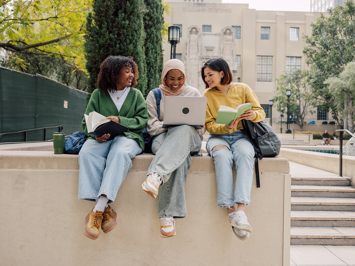 Group of multiethnic students at university. Concept of First day of school.