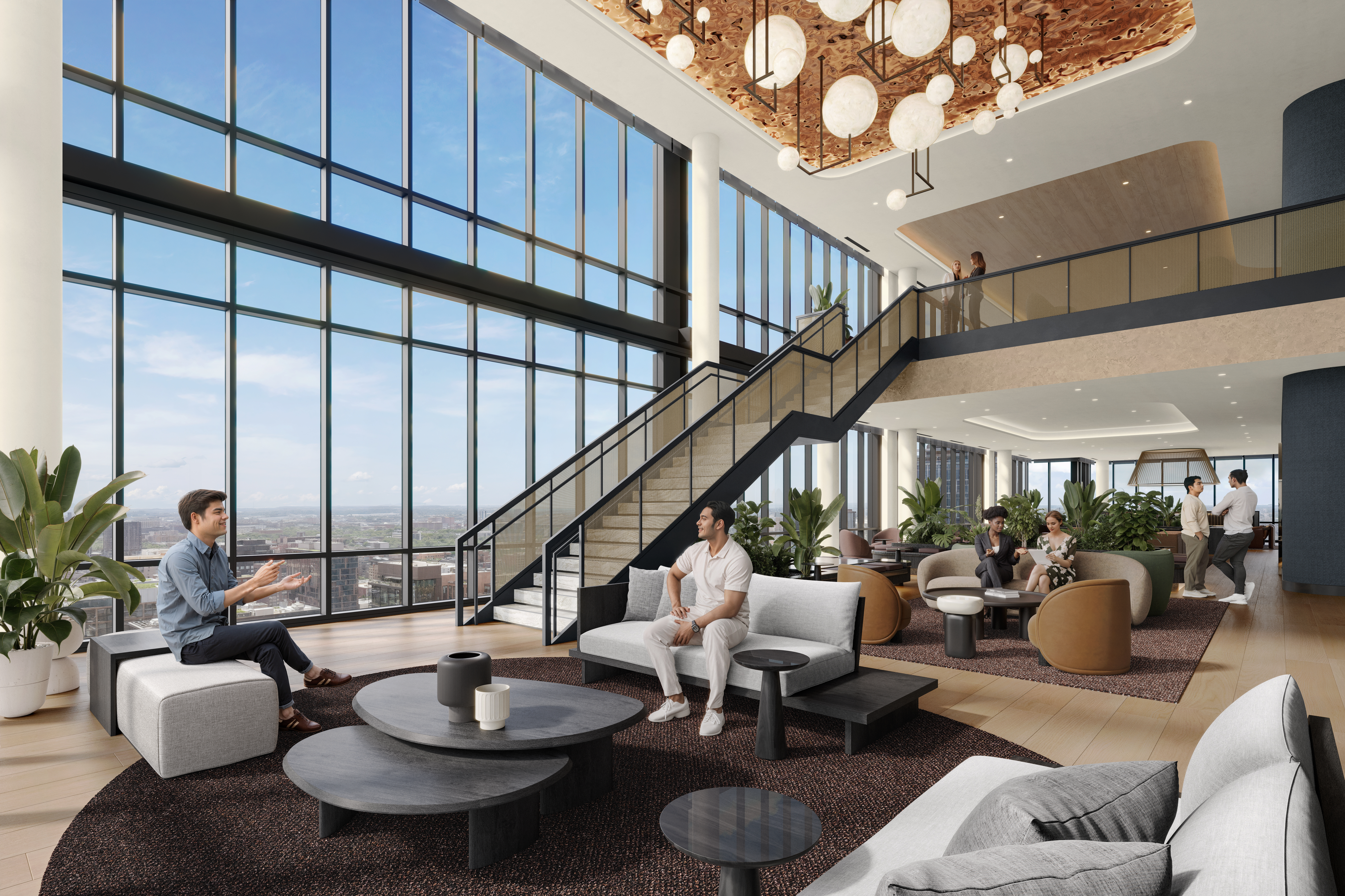 Rendering of the atrium at Pearl Fulton Market.
