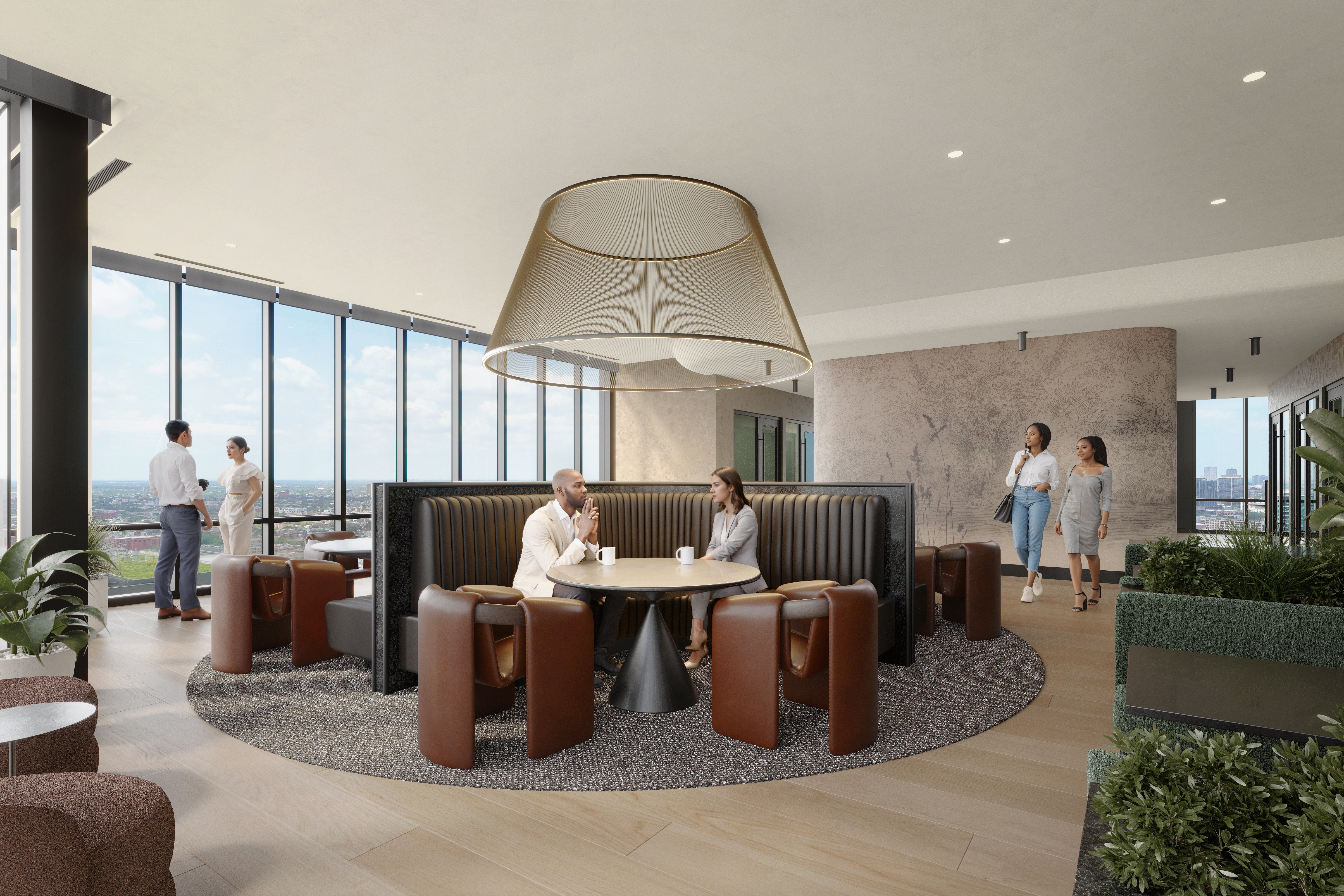 Rendering of the coworking area at Pearl Fulton Market.